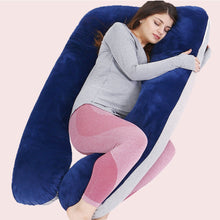 Load image into Gallery viewer, AWESLING U Shape Full Body Pregnancy Pillow with Jersey and Velvet Cover (Blue Grey)