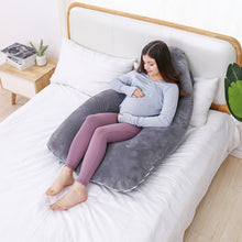 Load image into Gallery viewer, AWESLING U Shape Full Body Pregnancy Pillow with Velvet Cover (Grey)