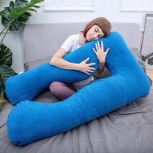 Load image into Gallery viewer, U Shaped Full Body Pregnancy Pillow with Velour Cover (Dark Blue) - Awesling