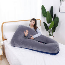 Load image into Gallery viewer, AWESLING U Shaped Full Body Pregnancy Pillow with Velvet Cover (Blue Grey)