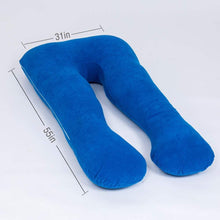 Load image into Gallery viewer, U Shaped Full Body Pregnancy Pillow with Velour Cover (Dark Blue) - Awesling