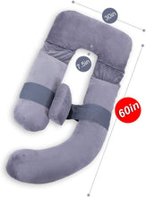 Load image into Gallery viewer, 60 Inch Detachable Pregnancy Body Pillow with Velvet Cover (Grey Blue) - Awesling