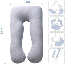 Load image into Gallery viewer, U Shape Full Body Pregnancy Pillow with Jersey Cover (Light Grey) - Awesling