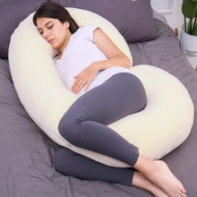 Load image into Gallery viewer, C Shaped Full Body Pregnancy Pillow with Velour Cover (Yellow) - Awesling