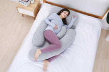 Load image into Gallery viewer, 60 Inch Detachable Pregnancy Body Pillow with Jersey and Velvet Cover (Blue Grey) - Awesling