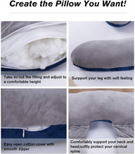 Load image into Gallery viewer, 60 Inch Detachable Pregnancy Body Pillow with Velvet Cover (Grey Blue) - Awesling