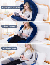 Load image into Gallery viewer, 60 Inch Detachable Pregnancy Body Pillow with Velvet Cover (Grey Blue) - Awesling