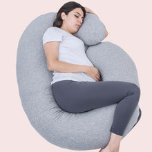 Load image into Gallery viewer, C Shaped Full Body Pregnancy Pillow with Jersey Cover (Gray) - Awesling