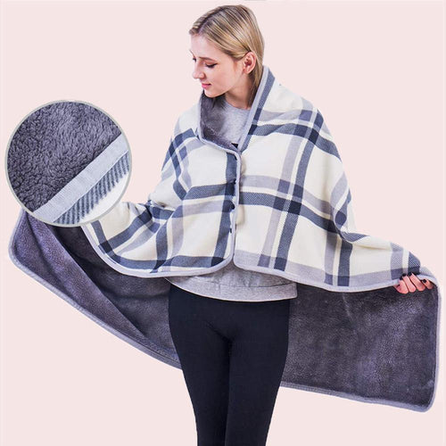 Lightweight Warm Super Soft Sherpa Fleece Wearable Plush Throw Blanket (White) - Awesling