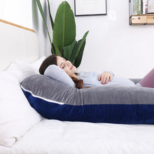 Load image into Gallery viewer, AWESLING U Shaped Full Body Pregnancy Pillow with Velvet Cover (Blue Grey)
