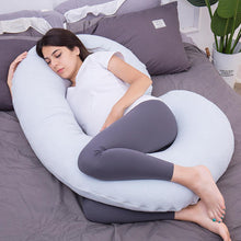 Load image into Gallery viewer, C Shaped Full Body Pregnancy Pillow with Velour Cover (Light Blue) - Awesling
