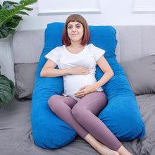 Load image into Gallery viewer, U Shaped Full Body Pregnancy Pillow with Velour Cover (Dark Blue) - Awesling
