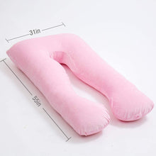 Load image into Gallery viewer, U Shaped Full Body Pregnancy Pillow with Velour Cover (Pink) - Awesling
