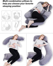 Load image into Gallery viewer, 60 Inch Detachable Pregnancy Body Pillow with Velvet Cover (Grey) - Awesling
