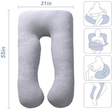 Load image into Gallery viewer, U Shape Full Body Pregnancy Pillow with Jersey Cover (Light Grey) - Awesling
