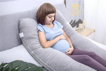 Load image into Gallery viewer, U Shaped Full Body Pregnancy Pillow with Velour Cover (Grey) - Awesling
