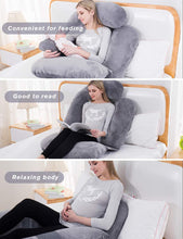 Load image into Gallery viewer, 60 Inch Detachable Pregnancy Body Pillow with Velvet Cover (Grey) - Awesling
