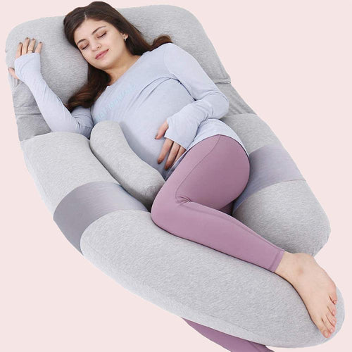 60 Inch Detachable Pregnancy Body Pillow with Jersey Cover (Grey) - Awesling