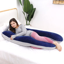 Load image into Gallery viewer, AWESLING U Shape Full Body Pregnancy Pillow with Jersey and Velvet Cover (Blue Grey)
