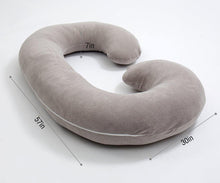 Load image into Gallery viewer, C Shaped Full Body Pregnancy Pillow with Velour Cover (Gray) - Awesling
