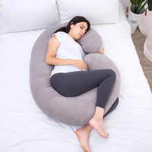Load image into Gallery viewer, C Shaped Full Body Pregnancy Pillow with Velour Cover (Gray) - Awesling
