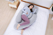 Load image into Gallery viewer, 60 Inch Detachable Pregnancy Body Pillow with Jersey and Velvet Cover (Blue Grey) - Awesling

