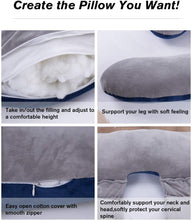 Load image into Gallery viewer, 60 Inch Detachable Pregnancy Body Pillow with Velvet Cover (Grey Blue) - Awesling
