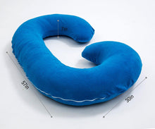 Load image into Gallery viewer, C Shaped Full Body Pregnancy Pillow with Velour Cover (Dark Blue) - Awesling

