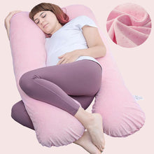 Load image into Gallery viewer, U Shaped Full Body Pregnancy Pillow with Velour Cover (Pink) - Awesling

