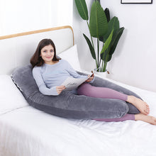 Load image into Gallery viewer, AWESLING U Shape Full Body Pregnancy Pillow with Velvet Cover (Grey)
