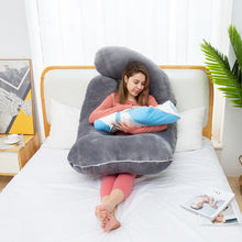 Load image into Gallery viewer, AWESLING 60INCH Extra Large U Shaped Sleeping Pillow with Removable Cover (Dark Grey)
